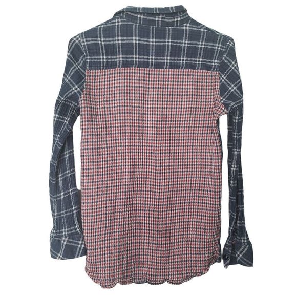 California Moon Rise Plaid Blue Red Shirt Medium button down - Picture 2 of 5